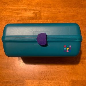 Vintage Original Caboodles Large Makeup Storage Nails Tiered Case Teal USA